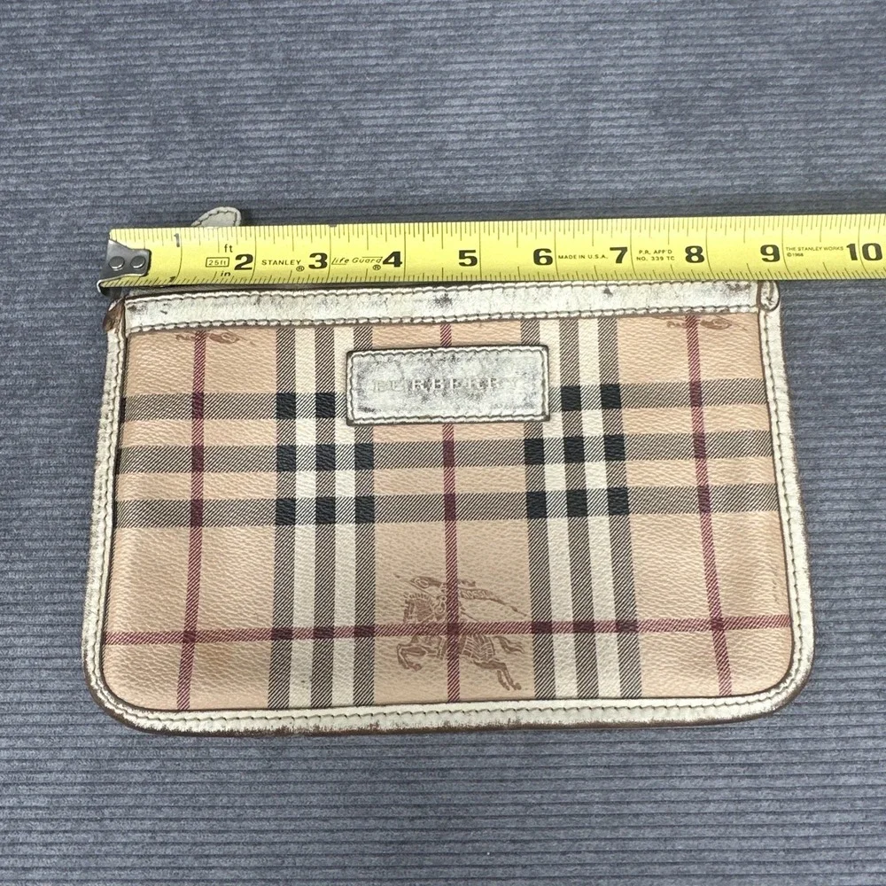 Vintage Burberry Nova Check Toiletry/Make-Up/Shaving Bag w/ White Leather Trim